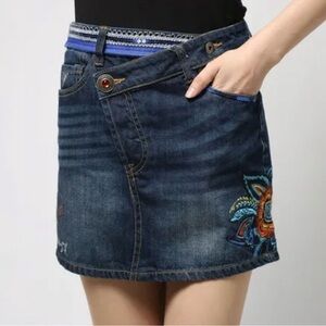 Desigual Vintage Embroidered Denim Skirt